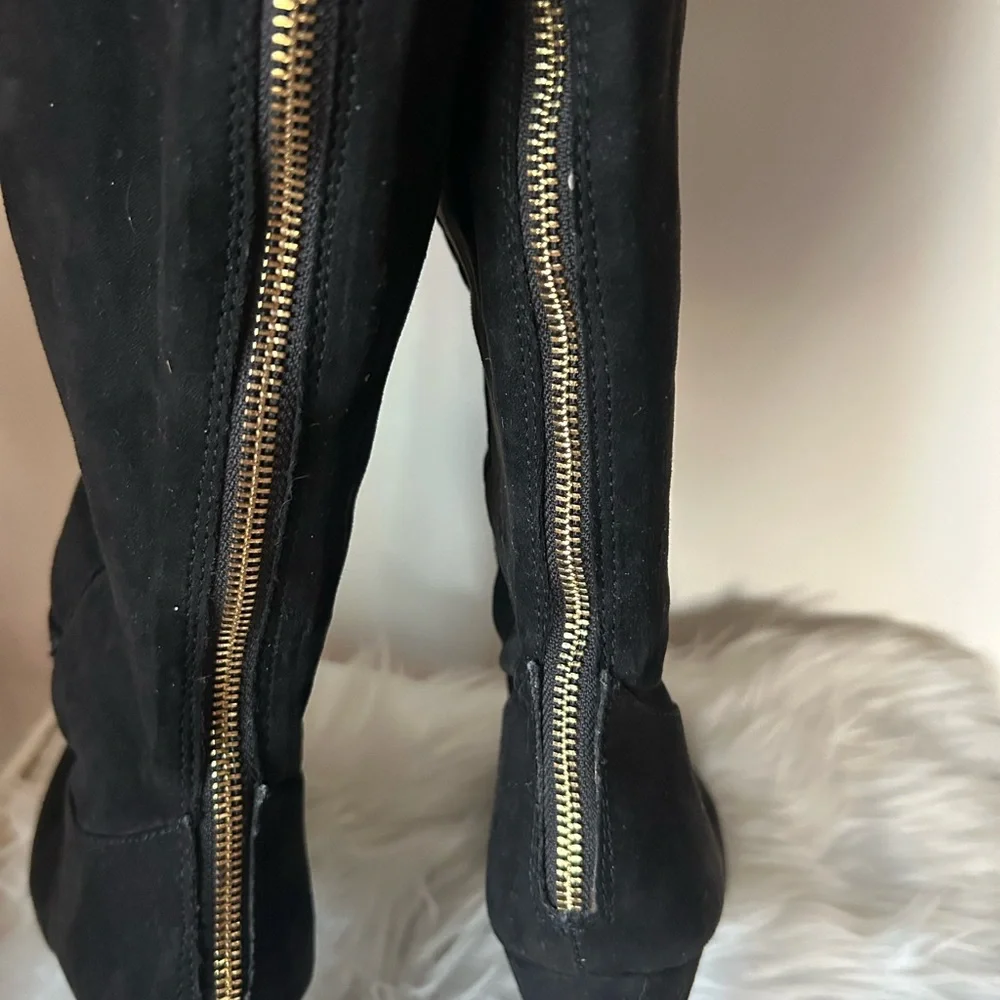 Candies Women's Black Suede high Boots 7